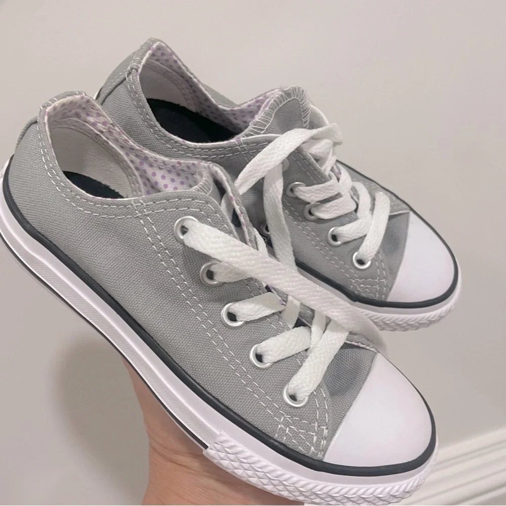 Converse Toddler Shoes Size 11 All Star Double Tongue Low Sneakers 656869F Gray